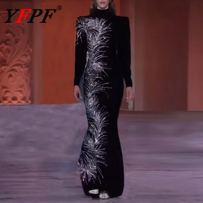YFPF Elegant Women Evening Dress Luxury Turtleneck Diamond Spliced Design Slim High Waist Fashion New Clothing Dresses
YFPF Elegant Women Evening Dress Luxury Turtleneck Diamond Spliced Design Slim High Waist Fashion New Clothing Dresses