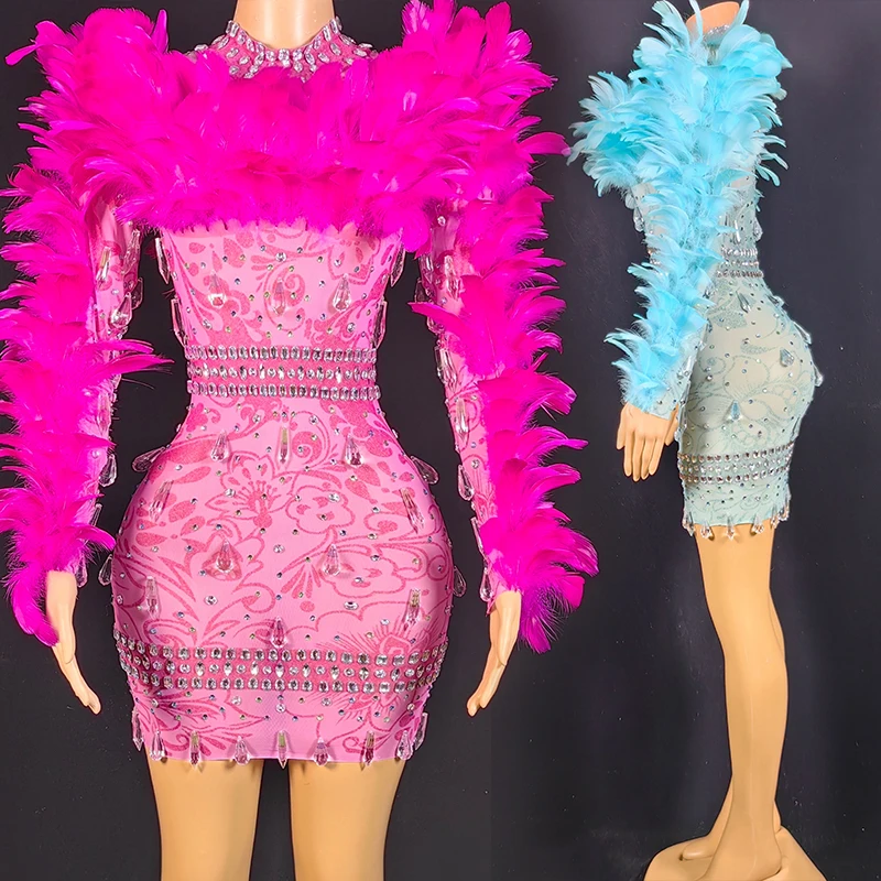 Feather Rhinestones Stretch Dresses Drag Show Outfit Party Festival Dress Gogo Dance Costume Singer Performance Clothing VDB7129
Feather Rhinestones Stretch Dresses Drag Show Outfit Party Festival Dress Gogo Dance Costume Singer Performance Clothing VDB7129