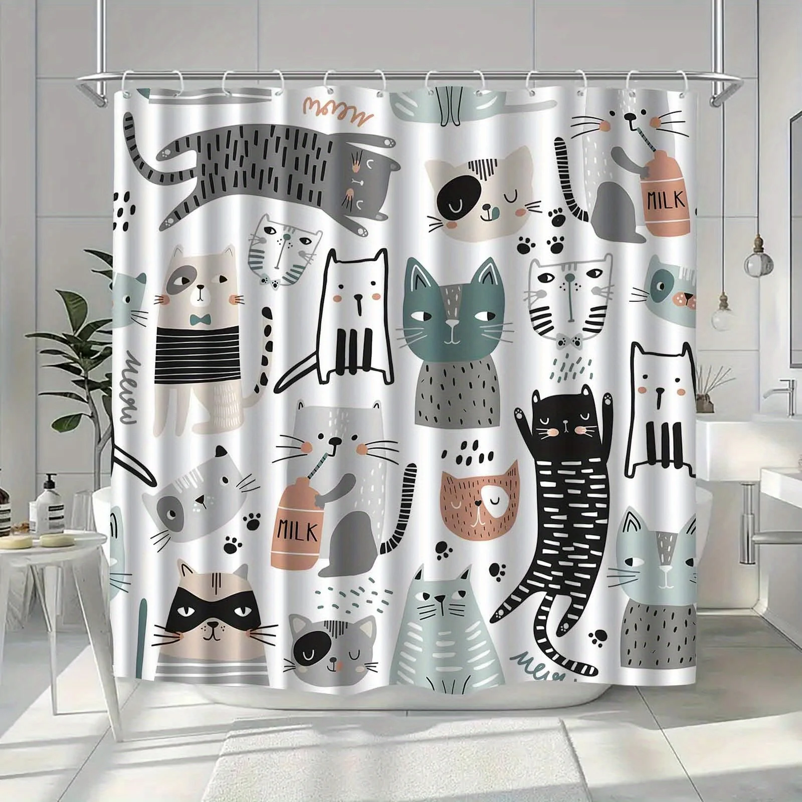 Забавная шторка для душа с милым мультяшным принтом кота, аксессуар для ванной комнаты, декоративная перегородка для дома с крючками, простая установка
Забавная шторка для душа с милым мультяшным принтом кота, аксессуар для ванной комнаты, декоративная перегородка для дома с крючками, простая установка