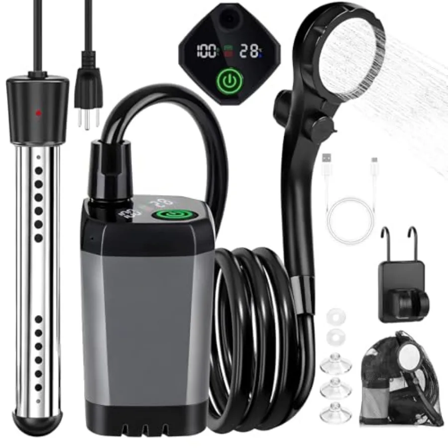 Portable Camping Shower with Heater, 6000mAh Rechargeable Portable Shower with 2000W Immersion Heater, LED Display, Heated Camp
Portable Camping Shower with Heater, 6000mAh Rechargeable Portable Shower with 2000W Immersion Heater, LED Display, Heated Camp
