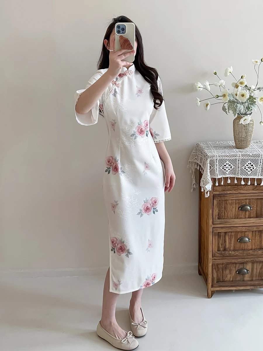 Ele White Reformed Young Sle with Large Sves Retro Chinese Sle Daily Wear Breathable ort Sve Mid-Le...
Ele White Reformed Young Sle with Large Sves Retro Chinese Sle Daily Wear Breathable ort Sve Mid-Le...