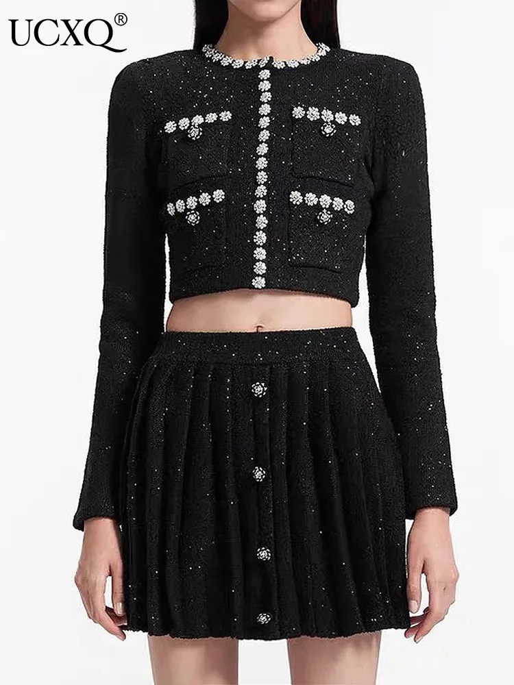 UCXQ Fashion Women's Set European Style O Neck Beading Cardigan Jacket Short Pleated Skirt Two-piece Set 2024 Spring Autumn 1139
UCXQ Fashion Women's Set European Style O Neck Beading Cardigan Jacket Short Pleated Skirt Two-piece Set 2024 Spring Autumn 1139