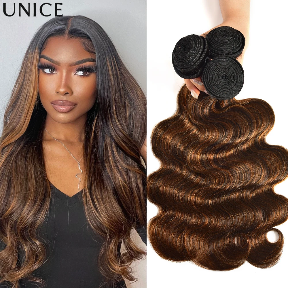 Unice Hair Brown Highlight Body Wave Human Hair Bundles 3PCS Deal 100% Human Hair Balayage Colored Bundles Sew In Weaves
Unice Hair Brown Highlight Body Wave Human Hair Bundles 3PCS Deal 100% Human Hair Balayage Colored Bundles Sew In Weaves