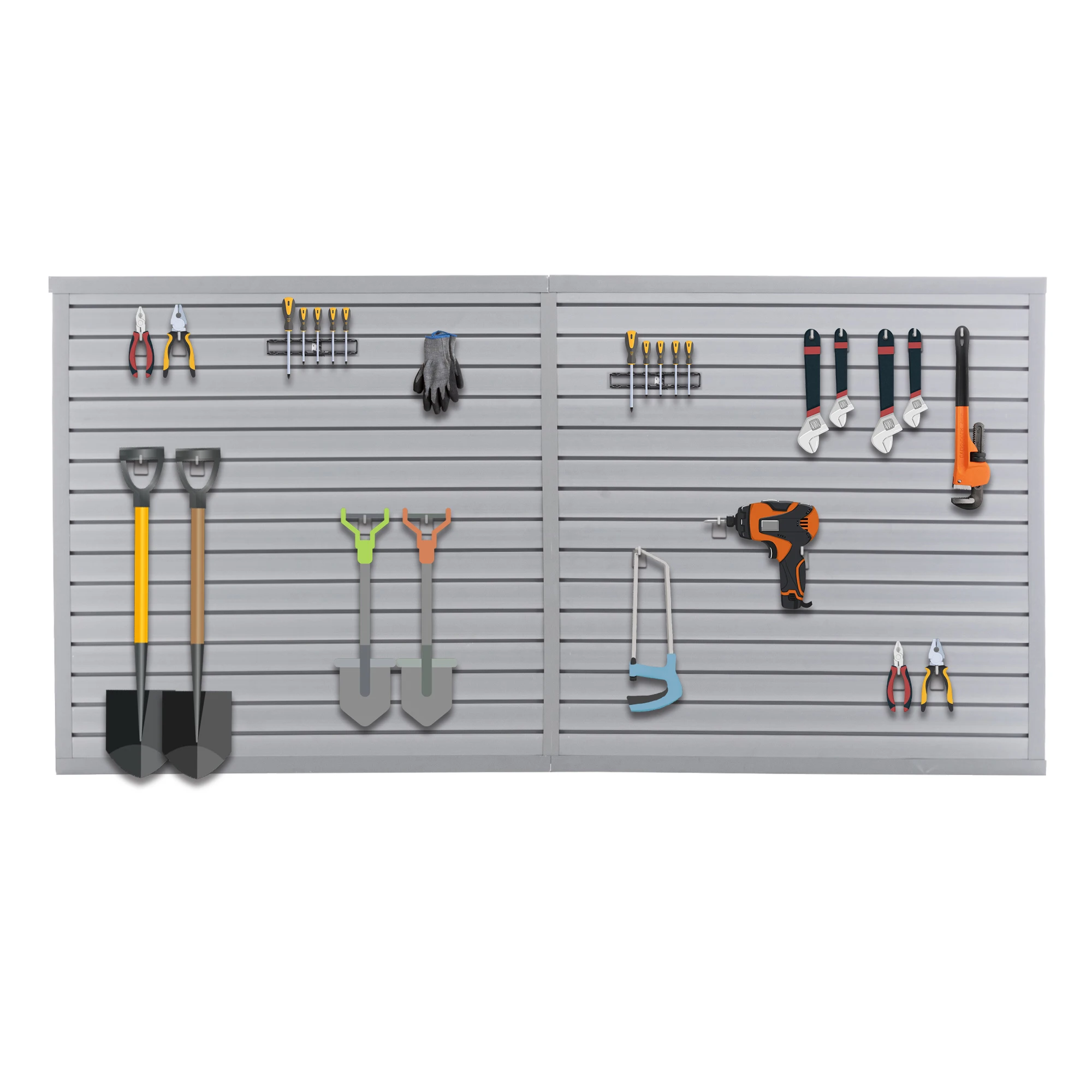 4x8FT PVC Slat Wall Paneling, Garage Wall Organizer, Wall Mounted Tool Rack Storage System for Workshop
4x8FT PVC Slat Wall Paneling, Garage Wall Organizer, Wall Mounted Tool Rack Storage System for Workshop