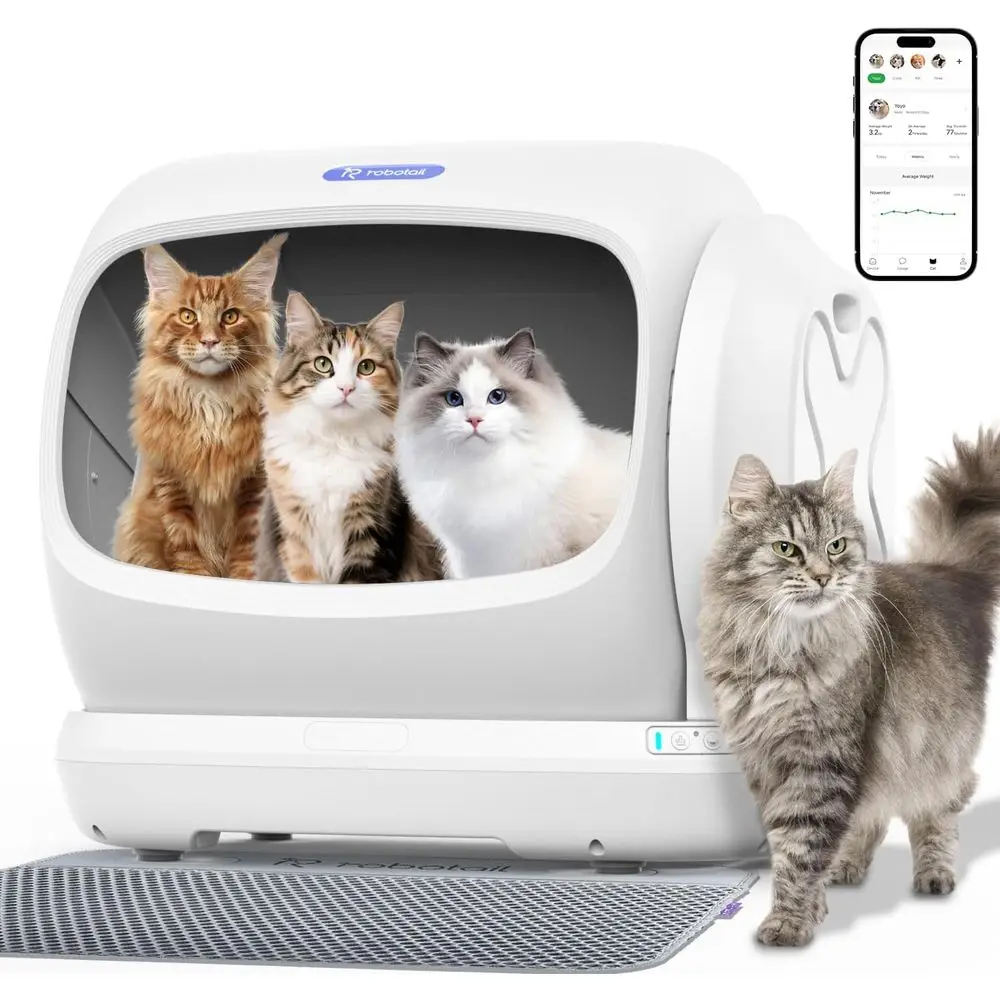 Large Automatic Self-Cleaning Litter Box for Multiple Cats, Safety Sensor, Smart App, Low Entrance, Double-Layer Filtration, Eas
Large Automatic Self-Cleaning Litter Box for Multiple Cats, Safety Sensor, Smart App, Low Entrance, Double-Layer Filtration, Eas
