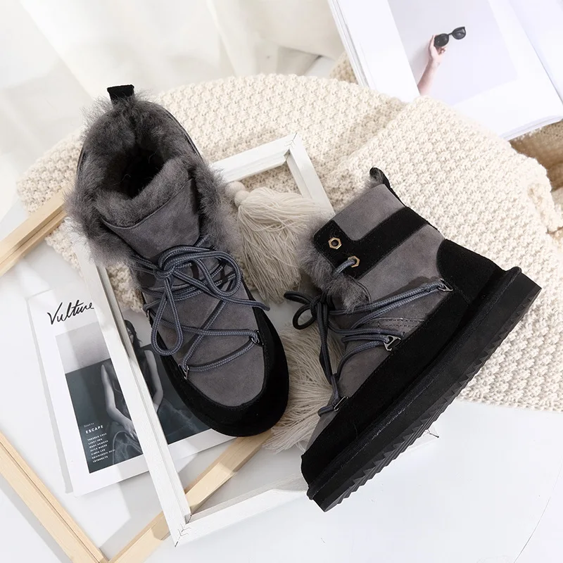 2022 new fashion fur integrated women's snow boots leather short barrel winter lace-up Martin boots thick sole
2022 new fashion fur integrated women's snow boots leather short barrel winter lace-up Martin boots thick sole