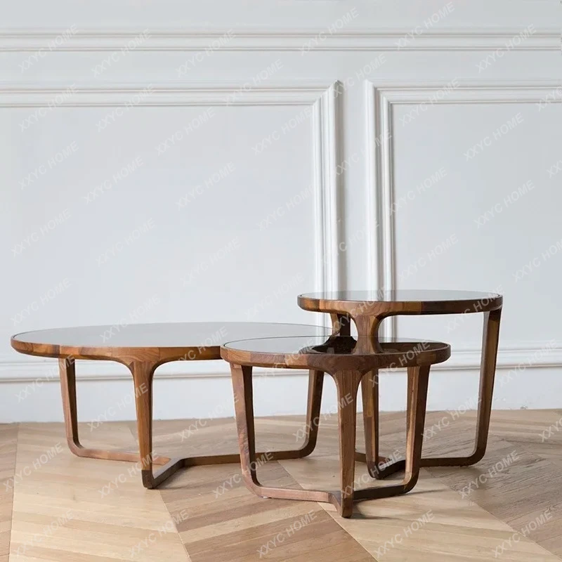 TQH round Small Apartment Living Room Solid Wood Coffee Table Simple Modern Glass Black Walnut Side Table
TQH round Small Apartment Living Room Solid Wood Coffee Table Simple Modern Glass Black Walnut Side Table
