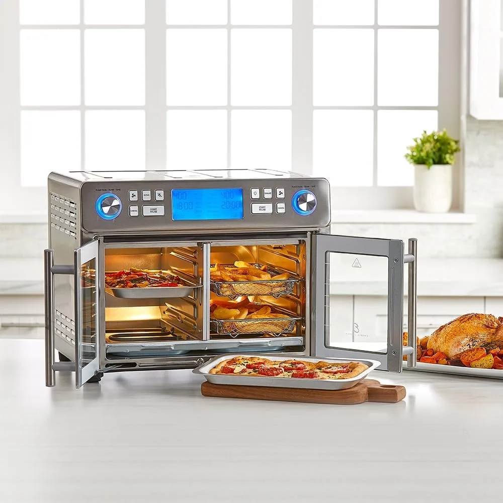 Dual Zone 360 Air Fryer Oven Combo with French Door, 25 QT Extra Large, Cook Two Foods in Different Ways
Dual Zone 360 Air Fryer Oven Combo with French Door, 25 QT Extra Large, Cook Two Foods in Different Ways