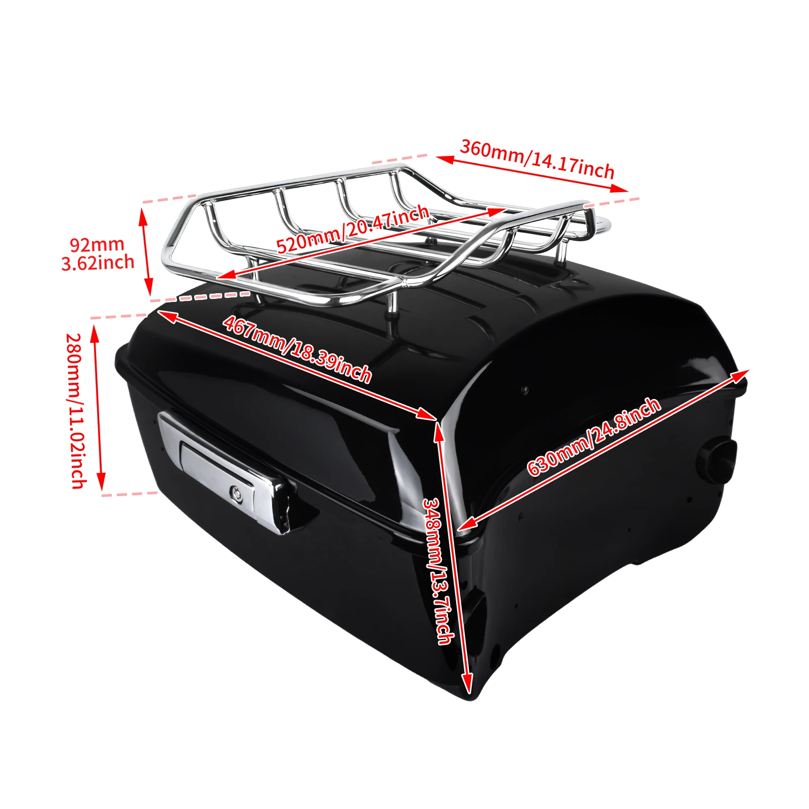 Motorcycle 13.7" King Tour Trunk+Luggage Rack Tail Bags Rear Case For Harley Touring Road King Street Electra Glide 2014-2025
Motorcycle 13.7" King Tour Trunk+Luggage Rack Tail Bags Rear Case For Harley Touring Road King Street Electra Glide 2014-2025