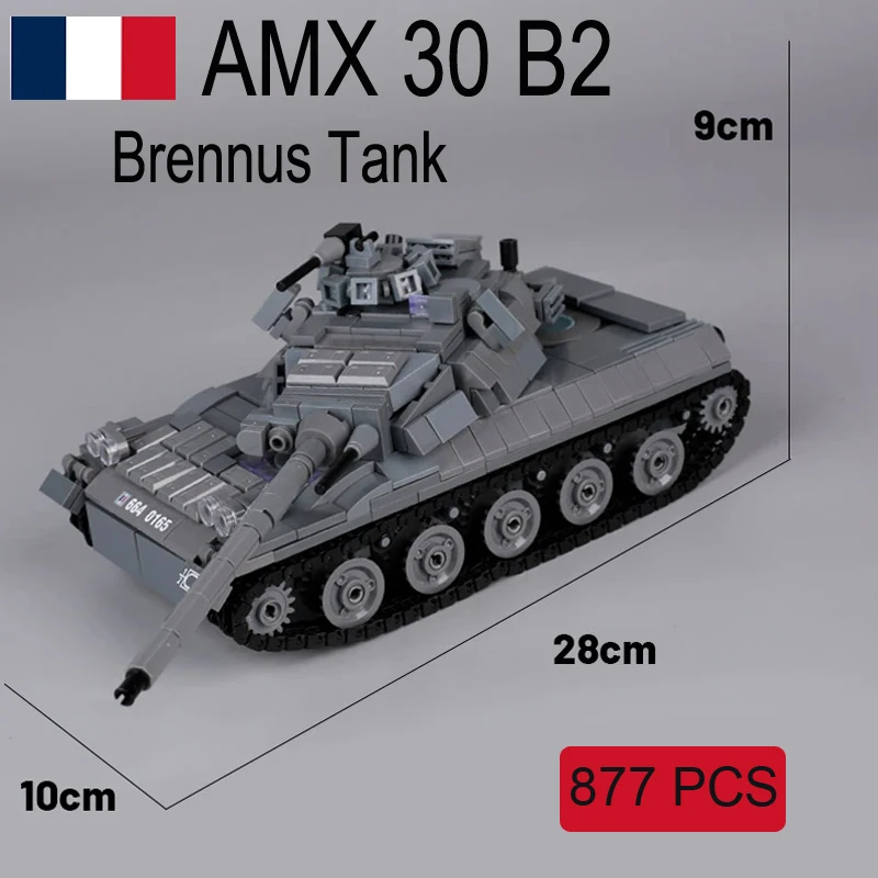 WW2 French Military AMX 30 B2 Brennus Tank Model Building Blocks Army Soldiers Figures Armored Car Vehicle War Bricks Toys Gifts
WW2 French Military AMX 30 B2 Brennus Tank Model Building Blocks Army Soldiers Figures Armored Car Vehicle War Bricks Toys Gifts