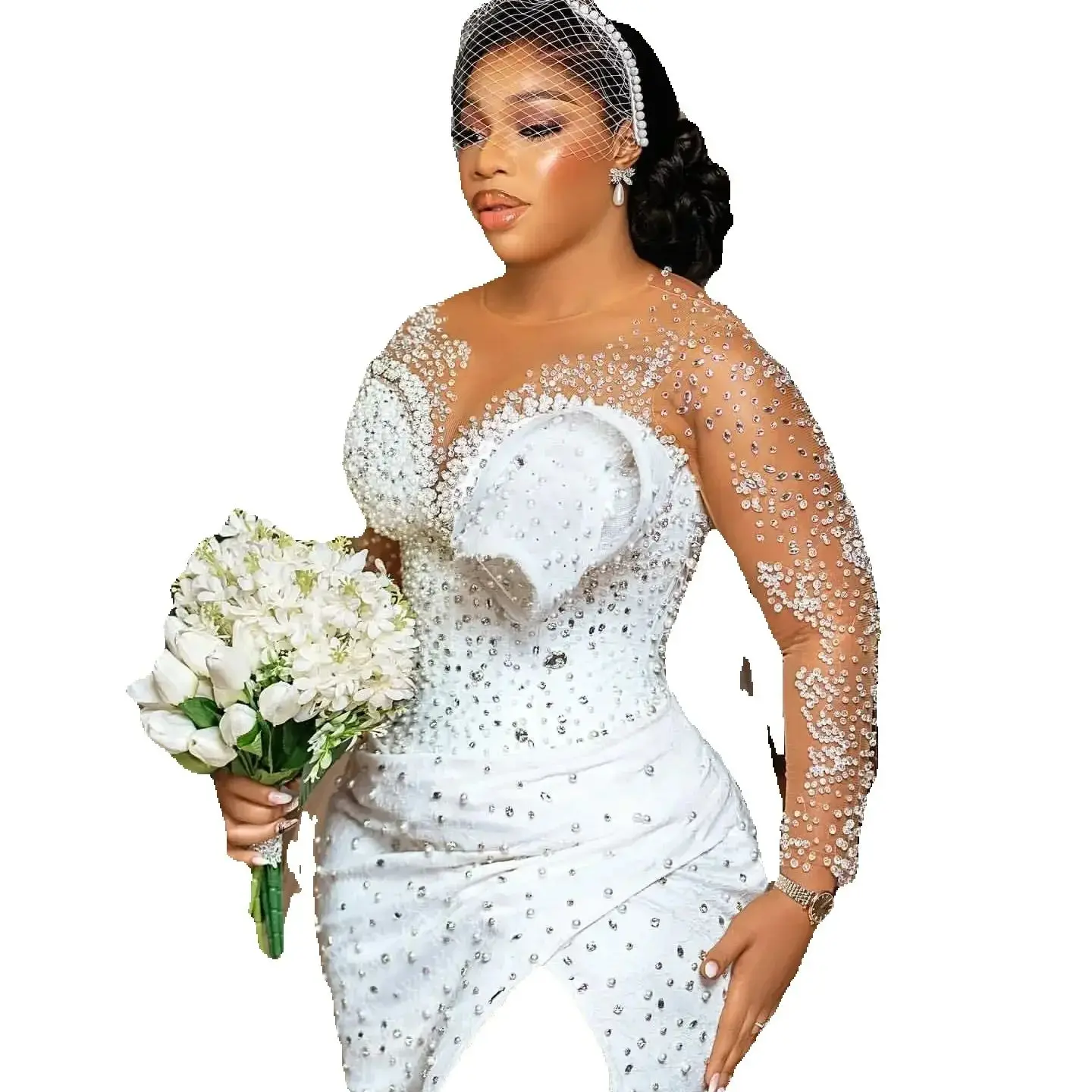 Customized Shinny Full Beads Crystals Wedding Dress Robe De Mariee Luxe 2025 Full Sleeve Arabic Ebi Side Split Bridal Gowns
Customized Shinny Full Beads Crystals Wedding Dress Robe De Mariee Luxe 2025 Full Sleeve Arabic Ebi Side Split Bridal Gowns