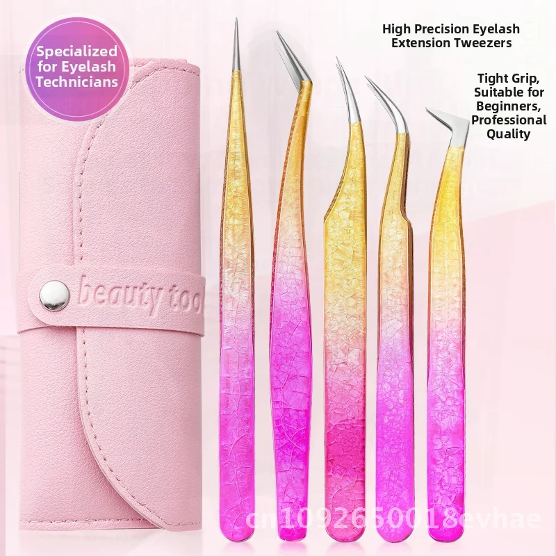 Precision Stainless Steel False Eyelash Tweezers Set Gradient Ice Flower Orange Five-Piece Kit for Nail Art Grafting
Precision Stainless Steel False Eyelash Tweezers Set Gradient Ice Flower Orange Five-Piece Kit for Nail Art Grafting