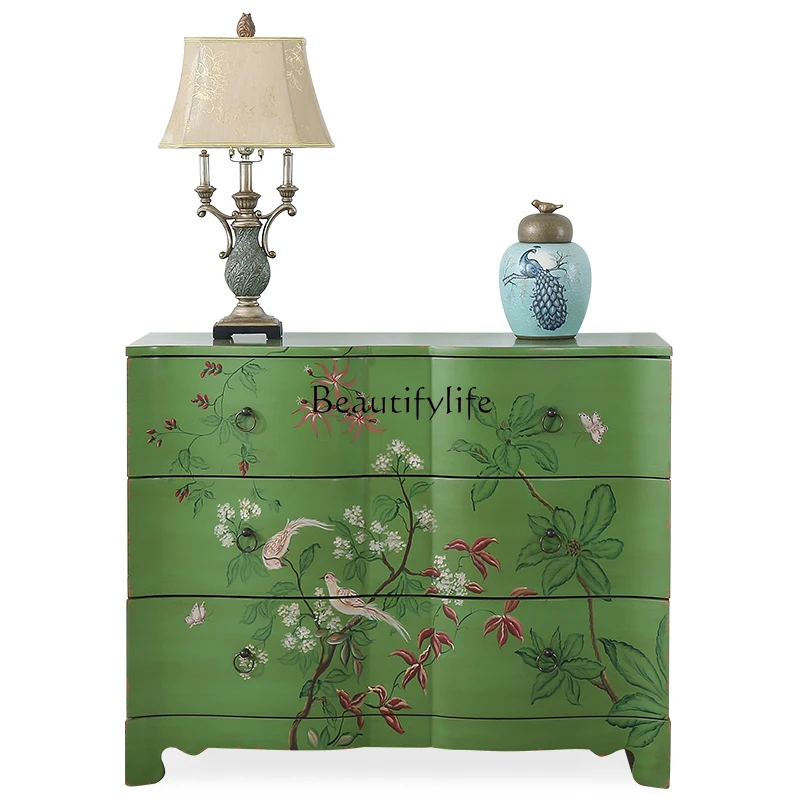 American foyer entrance cabinet, living room wall decorative three-bucket cabinet
American foyer entrance cabinet, living room wall decorative three-bucket cabinet