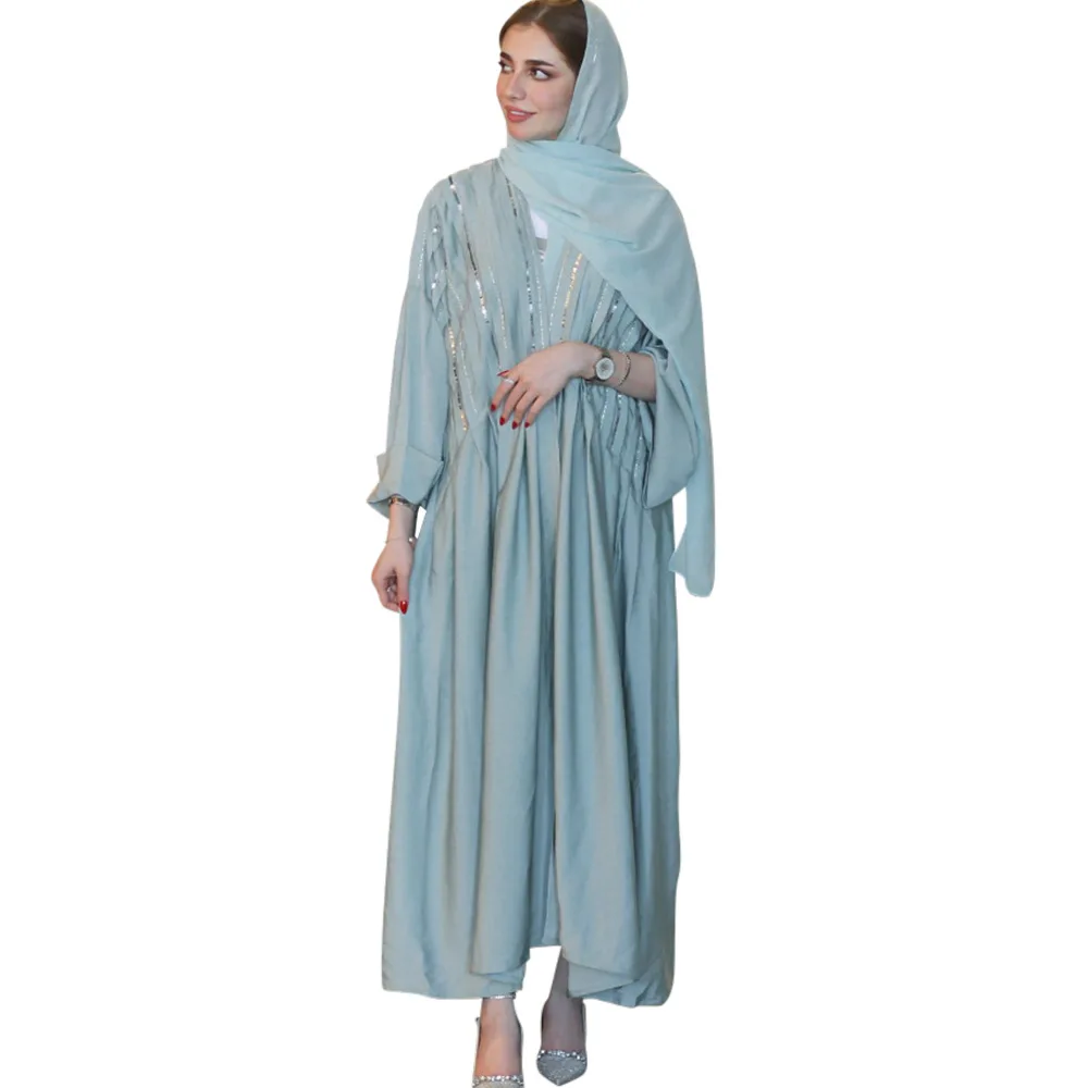 Spring and summer new sequin hot stamping fashionable urban casual jacket long robe abaya without headscarf
Spring and summer new sequin hot stamping fashionable urban casual jacket long robe abaya without headscarf