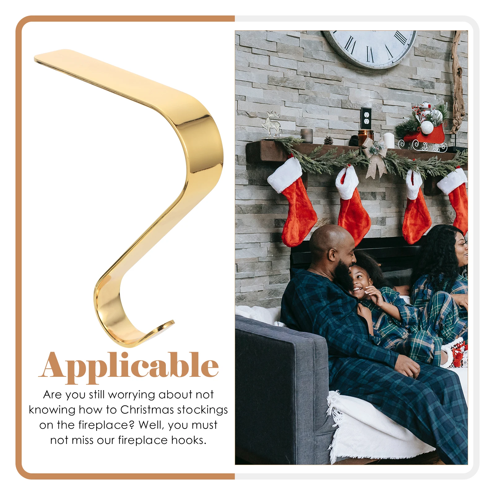 2 Pcs Hooks for Stockings Christmas Decoration Mantel Small Socks Hangers Golden Holiday Shelf
2 Pcs Hooks for Stockings Christmas Decoration Mantel Small Socks Hangers Golden Holiday Shelf