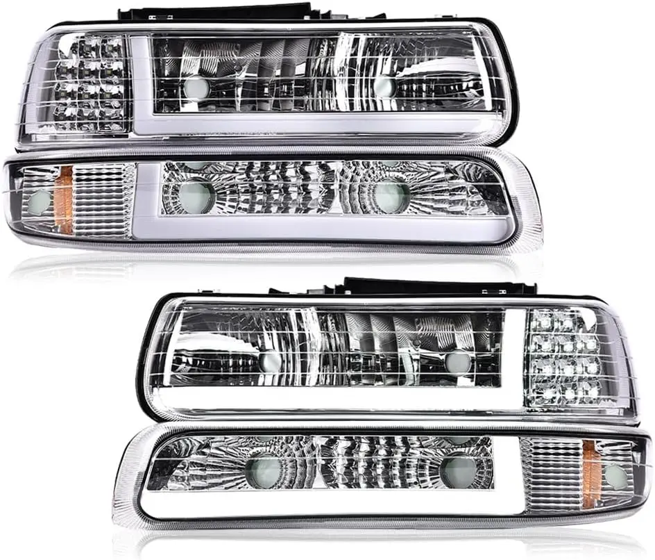 Светодиодные фары DRL в сборе, совместимые с Chevy Silverado 1999-2002 гг. / 2000-2006 Tahoe Suburban Фара с прозрачными бамперами
Светодиодные фары DRL в сборе, совместимые с Chevy Silverado 1999-2002 гг. / 2000-2006 Tahoe Suburban Фара с прозрачными бамперами