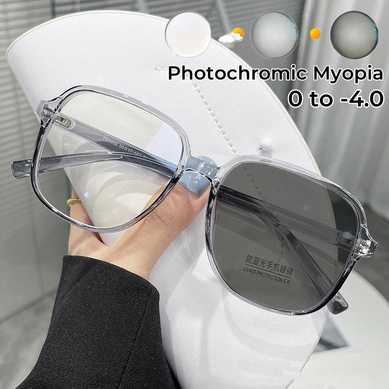 2024 Trendy Large Square Frame Photochromic Eyewear Retro Ultra Light TR90 Myopia Glasses Color Change Anti Blue Light Glasses
2024 Trendy Large Square Frame Photochromic Eyewear Retro Ultra Light TR90 Myopia Glasses Color Change Anti Blue Light Glasses