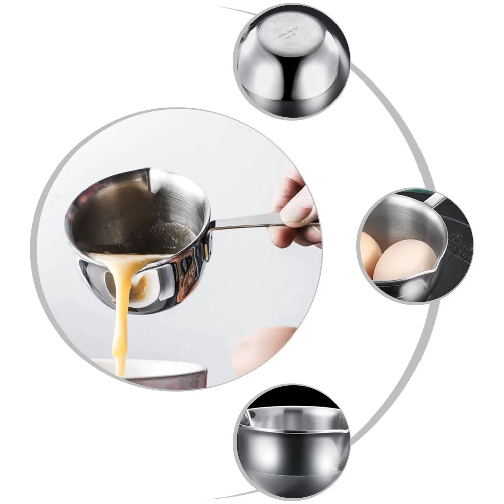 Stainless Steel Melting Bowl Butter Melting Pot Long Handle Oil Heating Pot for Chocolate Cheese Milk Heating Kitchen Baking
Stainless Steel Melting Bowl Butter Melting Pot Long Handle Oil Heating Pot for Chocolate Cheese Milk Heating Kitchen Baking