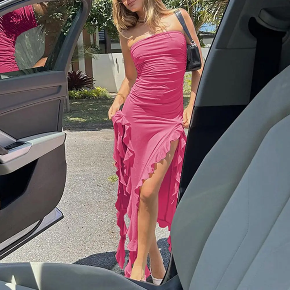 Hem Dress Elegant Strapless Off Shoulder Midi Dress With Ruffles Split Hem For Summer Beach Parties Slim Fit For Women Party
Hem Dress Elegant Strapless Off Shoulder Midi Dress With Ruffles Split Hem For Summer Beach Parties Slim Fit For Women Party