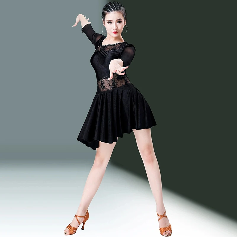 Sexy Line Dance Skirt Summer Woman Dance Costume The New Female Black Long Sleeves Latin Sequins Short Dresses Wear Clothing Use
Sexy Line Dance Skirt Summer Woman Dance Costume The New Female Black Long Sleeves Latin Sequins Short Dresses Wear Clothing Use