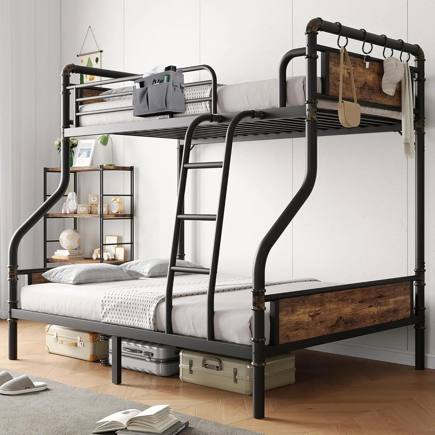 Convertible Twin Over Full Metal Bunk Bed with Ladder, Guardrail, Storage for Kids Teens Adults
Convertible Twin Over Full Metal Bunk Bed with Ladder, Guardrail, Storage for Kids Teens Adults
