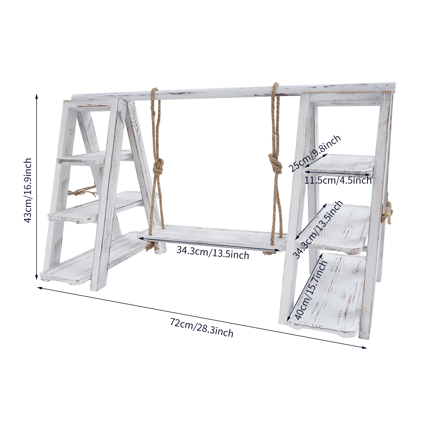 13.5in Wood Serving Tray Ladder 3 Tier Cupcake Stand with Removable Trays & Swing Plates, Foldable A-Shaped Table Display Set
13.5in Wood Serving Tray Ladder 3 Tier Cupcake Stand with Removable Trays & Swing Plates, Foldable A-Shaped Table Display Set