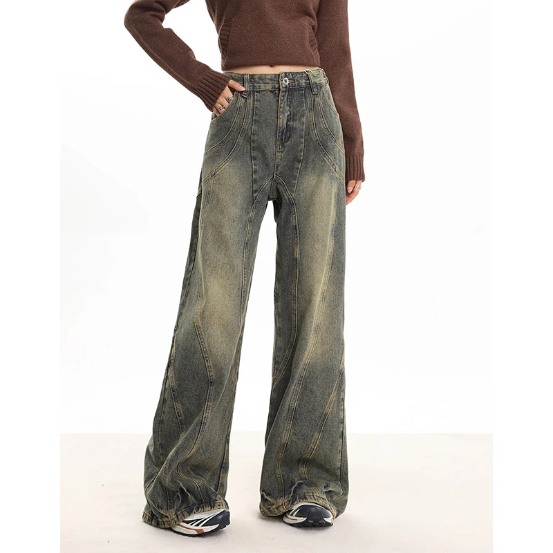 WCFCX STUDIO Fashion Wash Pocket High Waist Jeans For Women American Retro Straight Wide Leg Jeans Harajuku Street Casual Trouse
WCFCX STUDIO Fashion Wash Pocket High Waist Jeans For Women American Retro Straight Wide Leg Jeans Harajuku Street Casual Trouse