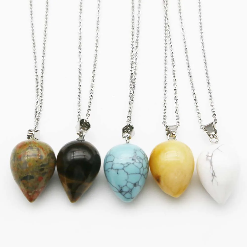 Natural Stone Water Drop Stainless Steel Chain Multicolor Pendant Necklace Reiki Charms Jewelry Accessories Wholesale Gifts 8PCS
Natural Stone Water Drop Stainless Steel Chain Multicolor Pendant Necklace Reiki Charms Jewelry Accessories Wholesale Gifts 8PCS