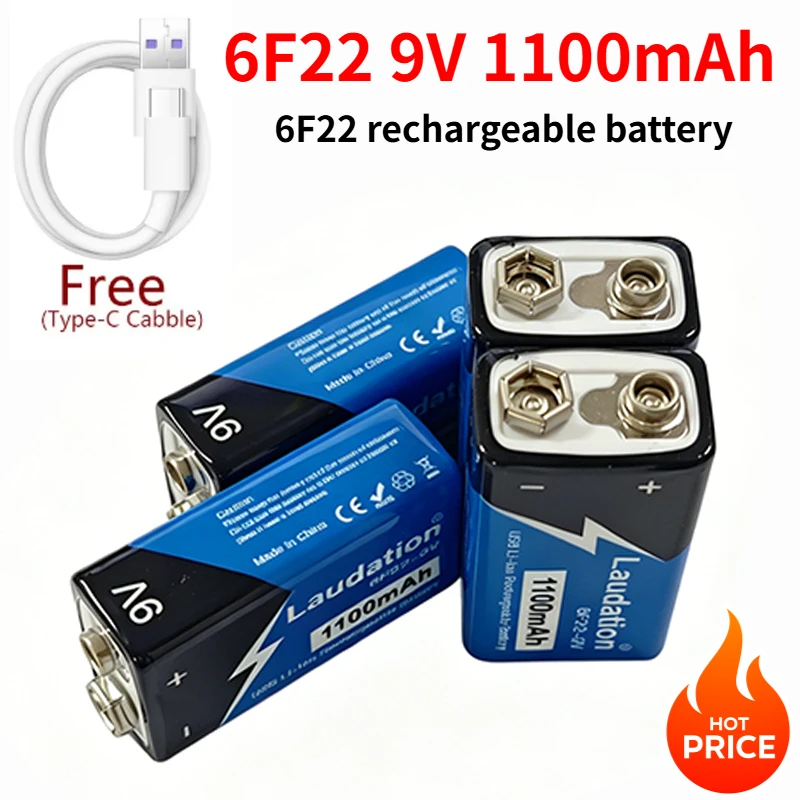6F22 9V 1100mAh rechargeable lithium-ion battery USB 9V battery suitable for multimeter microphone toy remote control KTV use
6F22 9V 1100mAh rechargeable lithium-ion battery USB 9V battery suitable for multimeter microphone toy remote control KTV use