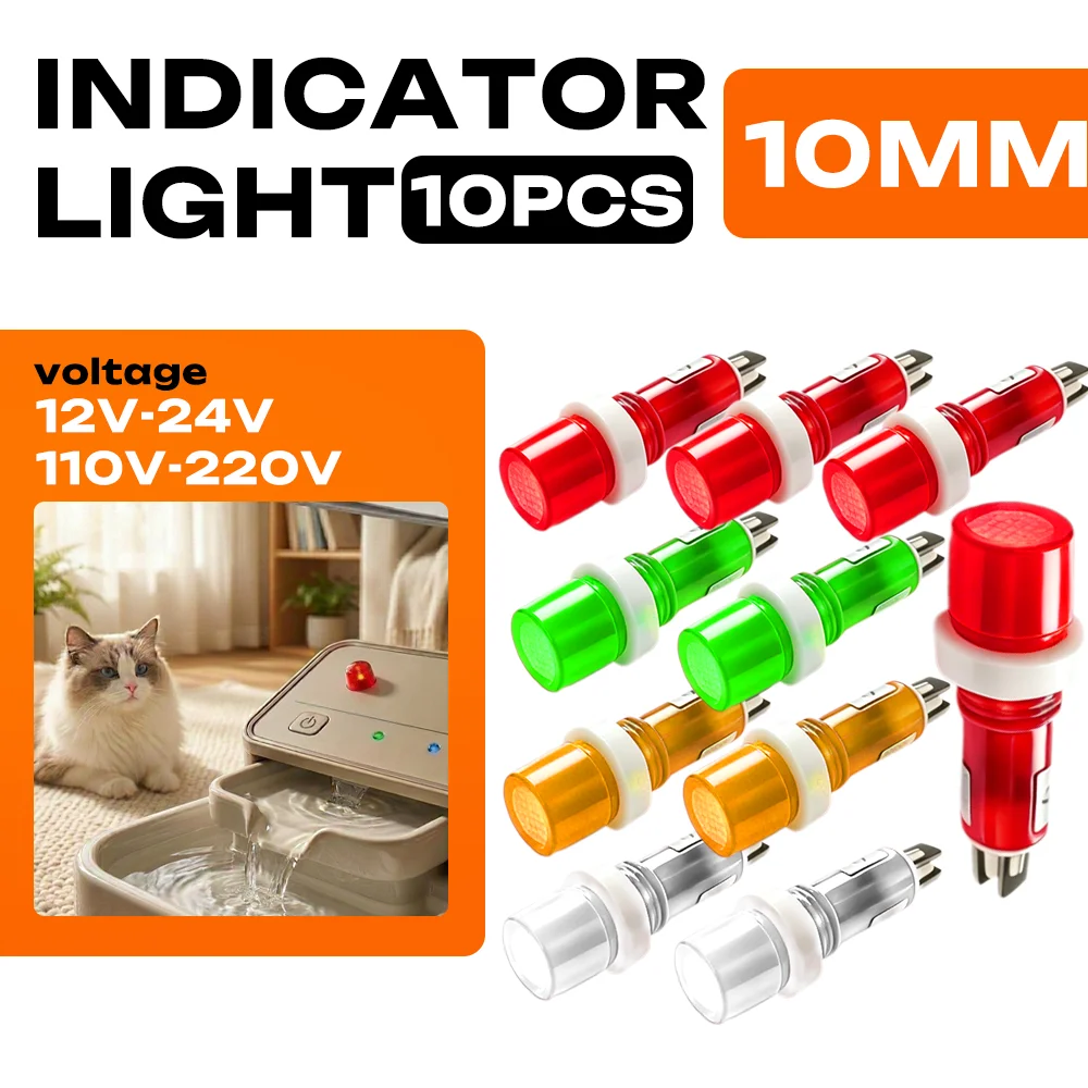 FILN 10PCS 10mm IP67 Waterproof Indicator Lights LED Warning Lamps 12v-24v for Car Boat Industrial Equipment Control Dashboard
FILN 10PCS 10mm IP67 Waterproof Indicator Lights LED Warning Lamps 12v-24v for Car Boat Industrial Equipment Control Dashboard