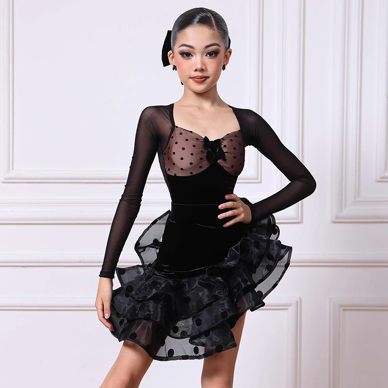 Latin Dance Costume Ruffle Black Dance Skirt Girls Standard Modern Dance Suit Latin Competition Dress Rumba Samba Clothing 1318
Latin Dance Costume Ruffle Black Dance Skirt Girls Standard Modern Dance Suit Latin Competition Dress Rumba Samba Clothing 1318