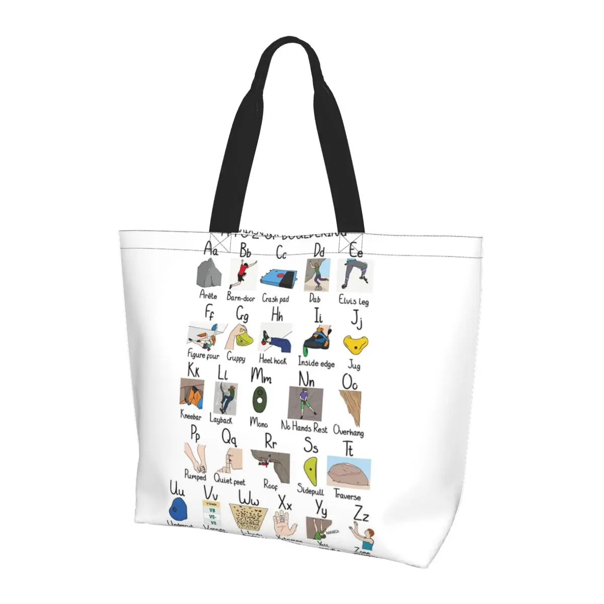 Сумка-тоут для покупок от A до Z боулдеринга, парусиновая сумка на плечо большой вместимости, продуктовая сумка для женщин 
Сумка-тоут для покупок от A до Z боулдеринга, парусиновая сумка на плечо большой вместимости, продуктовая сумка для женщин