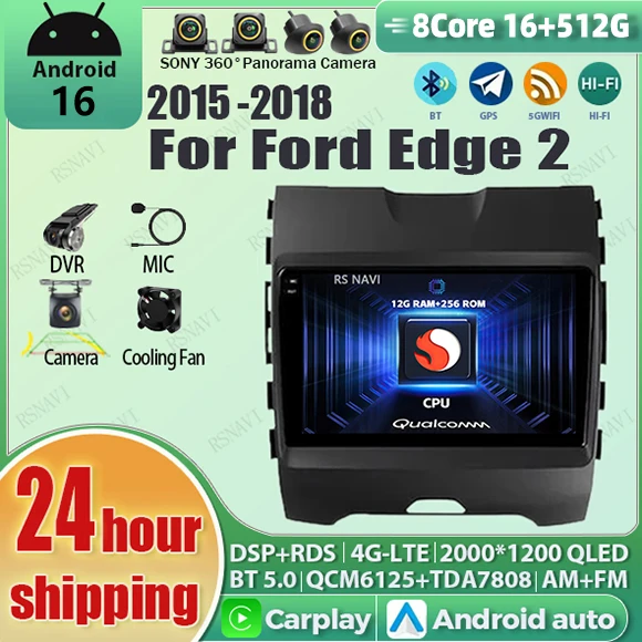 Android 16 Carplay Auto Qualcomm 2K QLED Screen Car Radio Player For Ford Edge 2015 - 2018 GPS Wifi 4G BT Multimedia Navigation
Android 16 Carplay Auto Qualcomm 2K QLED Screen Car Radio Player For Ford Edge 2015 - 2018 GPS Wifi 4G BT Multimedia Navigation