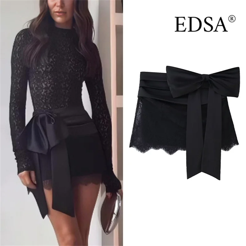 EDSA женская мини-юбка с контрастным кружевом спереди с милым бантом, сексуальные женские короткие юбки
EDSA женская мини-юбка с контрастным кружевом спереди с милым бантом, сексуальные женские короткие юбки