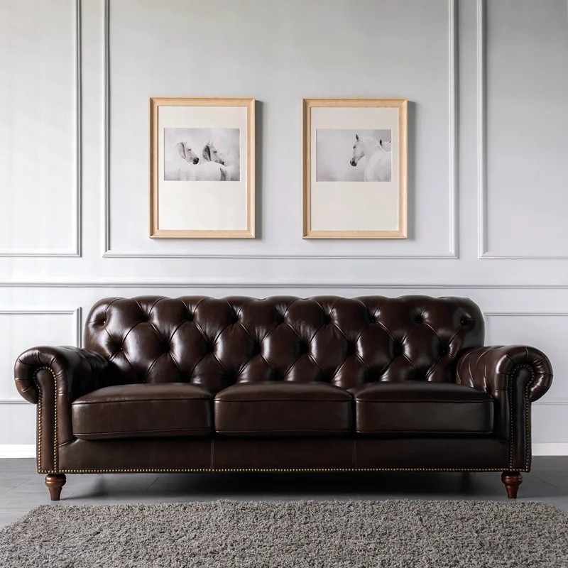 American retro sofa cigar bar furniture living room small apartment three-person leather
American retro sofa cigar bar furniture living room small apartment three-person leather