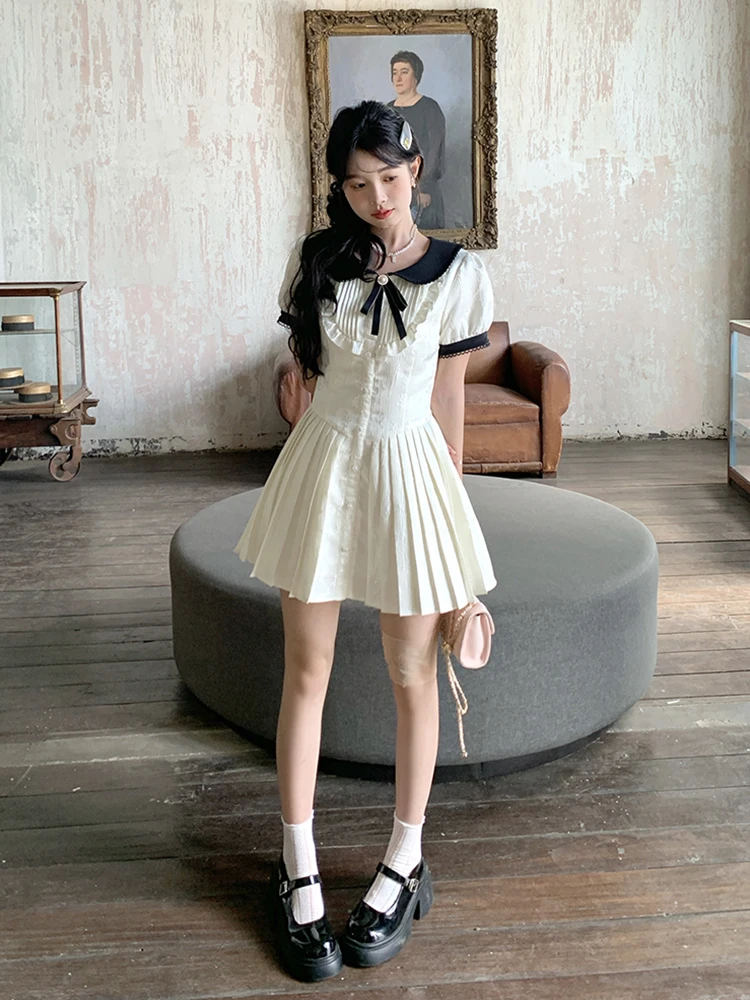 Tokyo Annual Record JK White Lace First Love Casual Dress Pearl Button Doll Collar Puffy Short Skirt Women Summer Dress
Tokyo Annual Record JK White Lace First Love Casual Dress Pearl Button Doll Collar Puffy Short Skirt Women Summer Dress