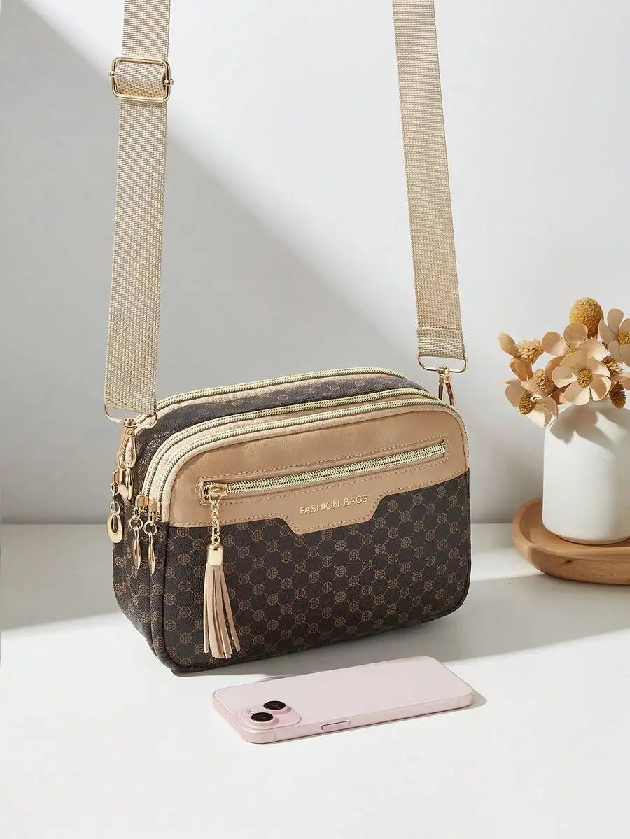 New Arrival Fashion Printed Multi-Layer Crossbody Women's Shoulder Bag, Colorblock Small Square Bag With Tassel
New Arrival Fashion Printed Multi-Layer Crossbody Women's Shoulder Bag, Colorblock Small Square Bag With Tassel
