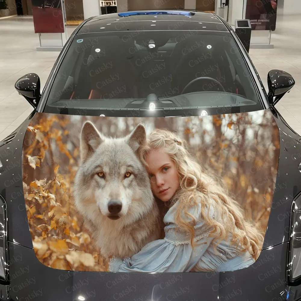 Blonde Girl & Grey Wolf Car Vinyl Wrap, PVC Waterproof Car Hood Sticker, Self-Adhesive Scratch-Resistant Stickers
Blonde Girl & Grey Wolf Car Vinyl Wrap, PVC Waterproof Car Hood Sticker, Self-Adhesive Scratch-Resistant Stickers