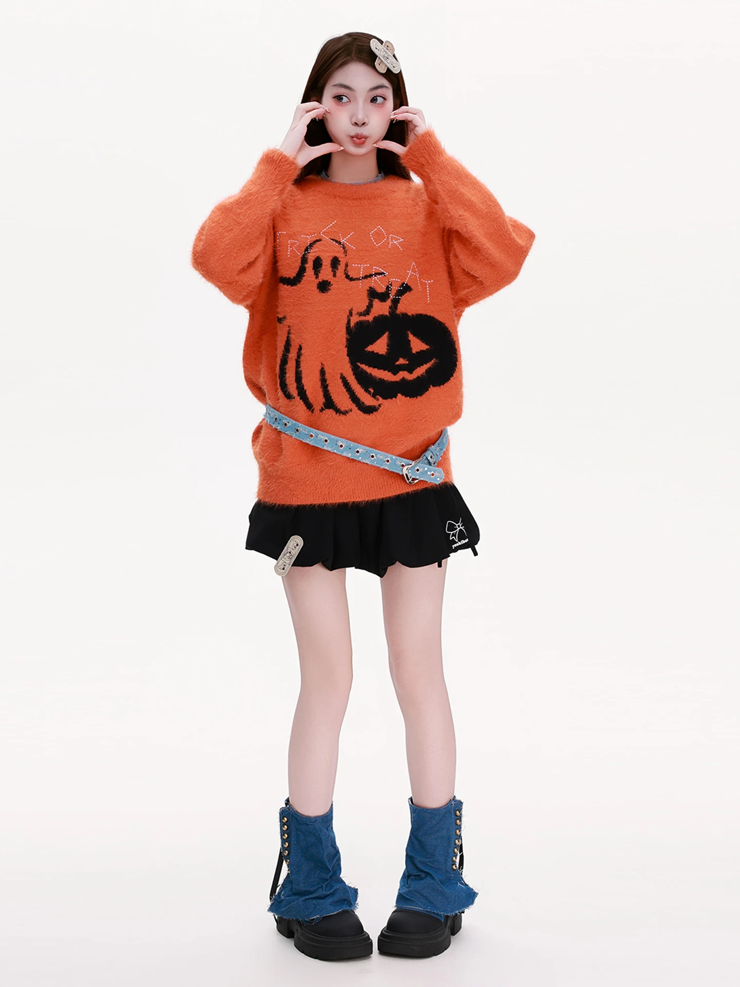 PBB loween Pumpkin Ghost Knitted Loose Fit Overhead Sweater Women's Vintage American Fun Anti-Aging Streetwear Sle
PBB loween Pumpkin Ghost Knitted Loose Fit Overhead Sweater Women's Vintage American Fun Anti-Aging Streetwear Sle