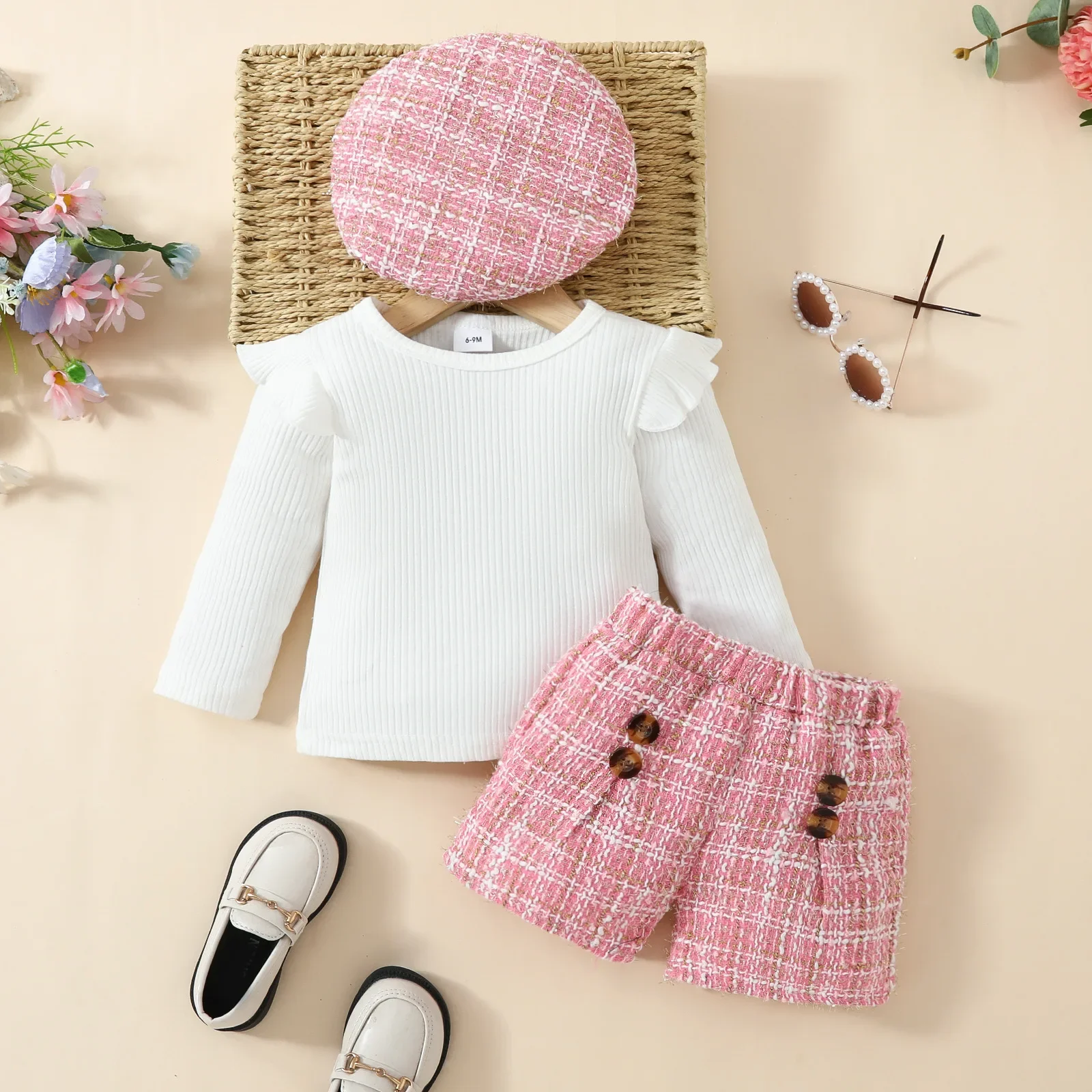 1-3Y Autumn Baby Girls Clothes Set Fashionable Flying Sleeve Pit Strip Top+ Plaid Shorts+ Hat Infant Girl Europe America Outfit
1-3Y Autumn Baby Girls Clothes Set Fashionable Flying Sleeve Pit Strip Top+ Plaid Shorts+ Hat Infant Girl Europe America Outfit