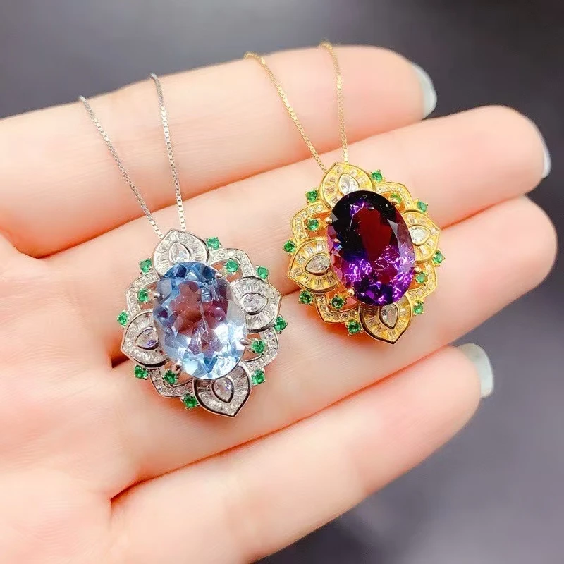 Luxury 925 Silver Topaz Pendant for Wedding 10mm*14mm 6ct Genuine Amethyst Pendant with 18K Gold Plating Keep Shining
Luxury 925 Silver Topaz Pendant for Wedding 10mm*14mm 6ct Genuine Amethyst Pendant with 18K Gold Plating Keep Shining