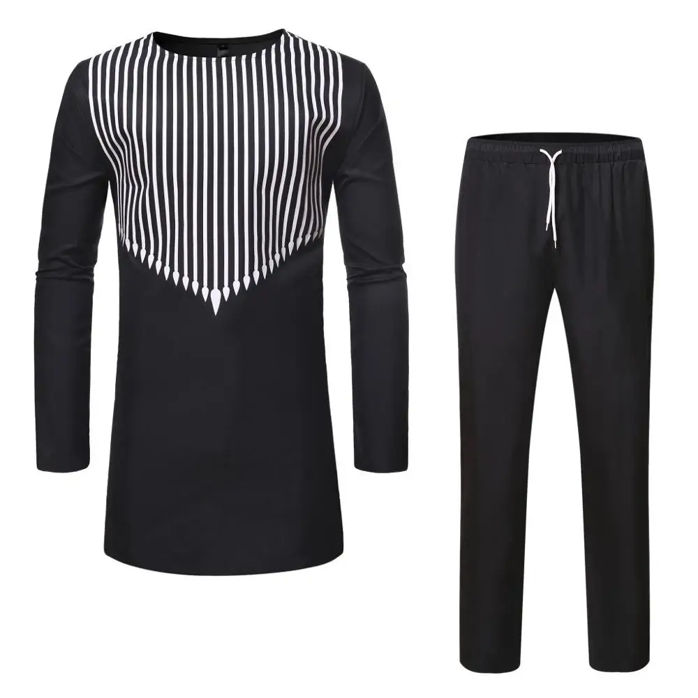 Black Striped Print African Dashiki Shirt Pants Set 2 pieces Outfit Men African Clothing Hip Hop Streetwear Party African Suit
Black Striped Print African Dashiki Shirt Pants Set 2 pieces Outfit Men African Clothing Hip Hop Streetwear Party African Suit