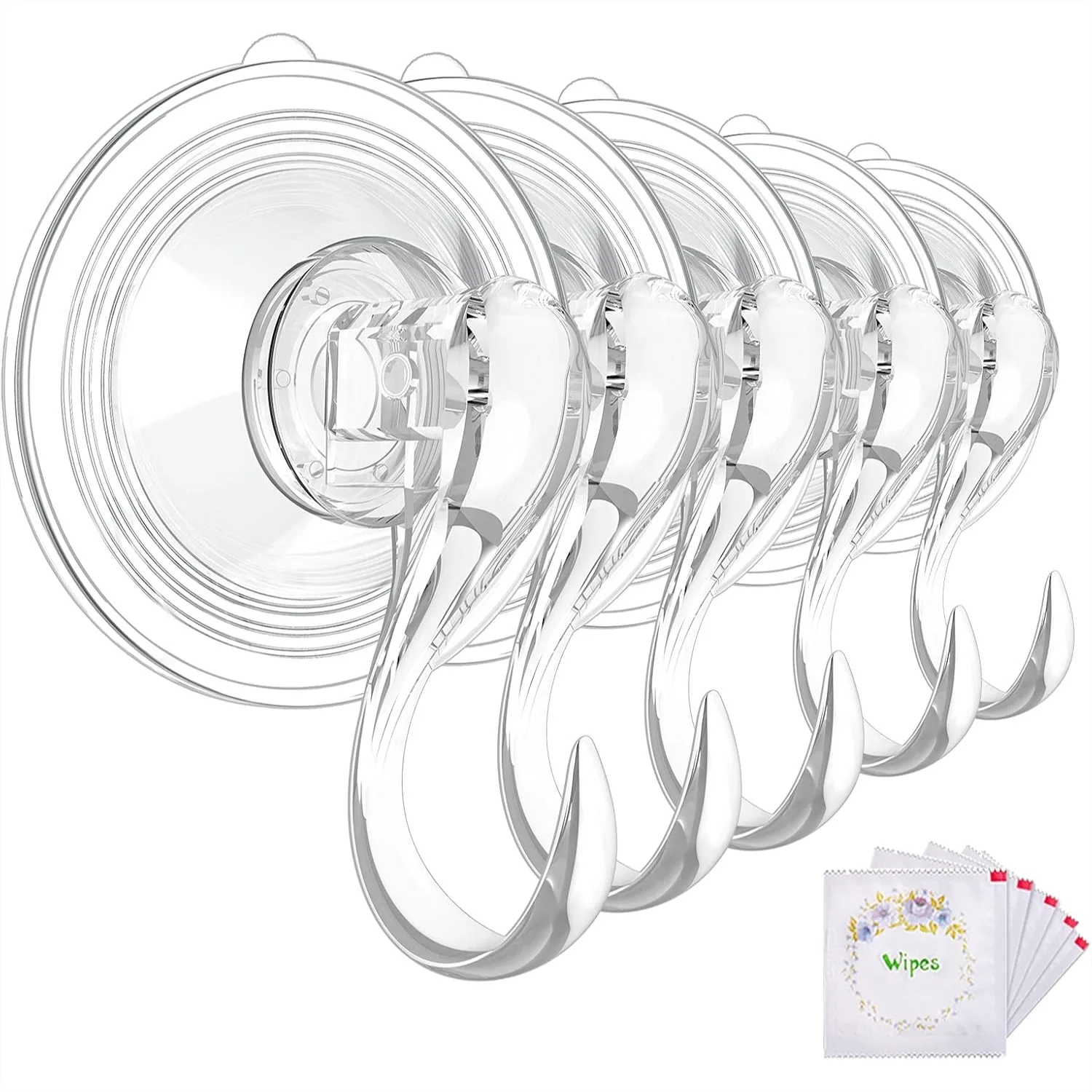Large Suction Cup Hooks with Wipes, Heavy Duty 22 lbs, Removable and Reusable for Bathroom Kitchen, Clear 5 Pcs
Large Suction Cup Hooks with Wipes, Heavy Duty 22 lbs, Removable and Reusable for Bathroom Kitchen, Clear 5 Pcs