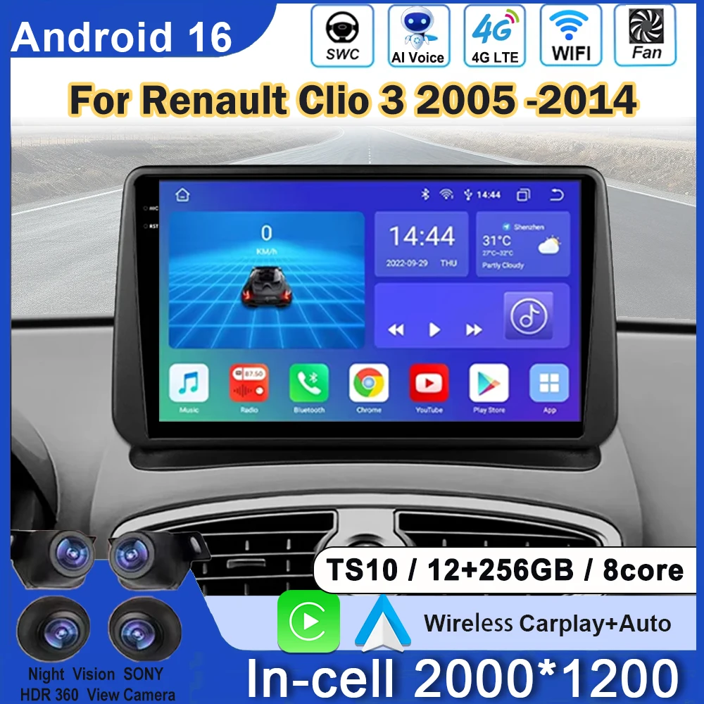 Android Auto Car Radio Autoradio for Renault Clio 3 2005 2006 2007-2014 Multimedia Player Wireless CarPlay Stereo GPS 5G WIFI
Android Auto Car Radio Autoradio for Renault Clio 3 2005 2006 2007-2014 Multimedia Player Wireless CarPlay Stereo GPS 5G WIFI