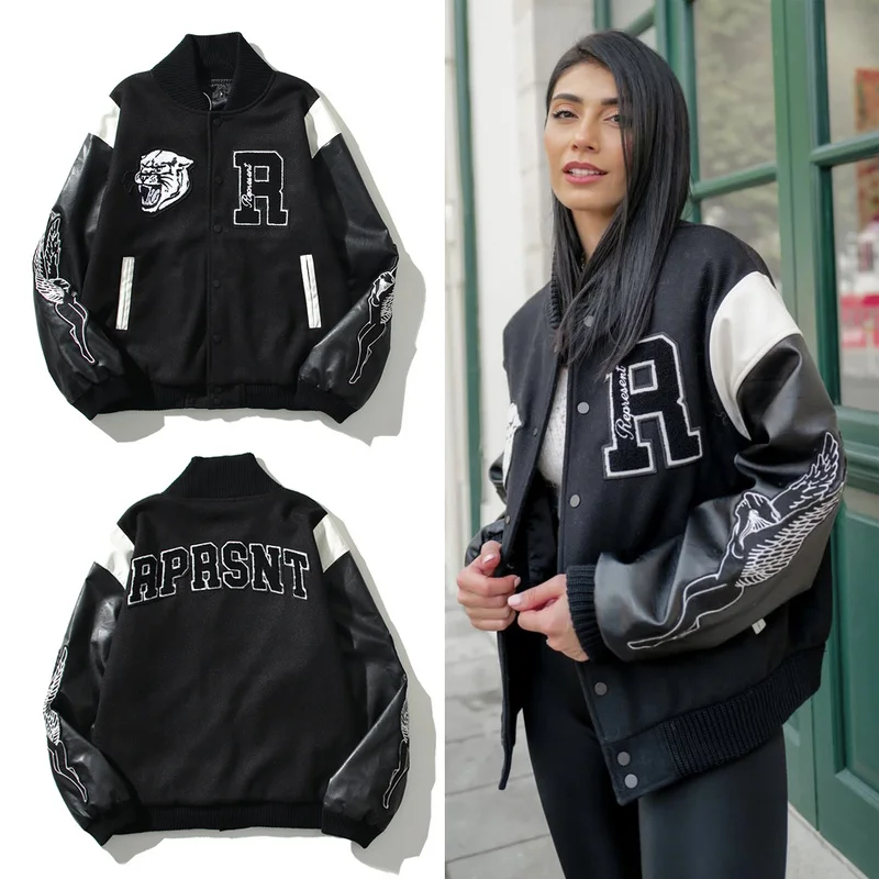 Autumn Winter Woolen PU Leather Sve Patchwork Embroidered Baseball Jaet Outerwear Youth Faion Loose Fit Long Sve
Autumn Winter Woolen PU Leather Sve Patchwork Embroidered Baseball Jaet Outerwear Youth Faion Loose Fit Long Sve