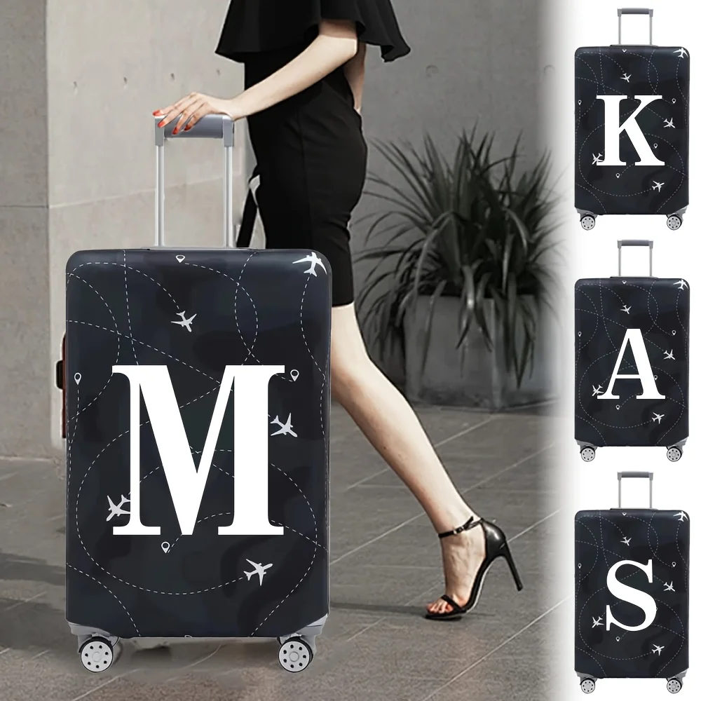 This stretchy luggage cover fits suitcases ranging from 18-32 in and features a white A–Z letter pattern printed on the surface
This stretchy luggage cover fits suitcases ranging from 18-32 in and features a white A–Z letter pattern printed on the surface