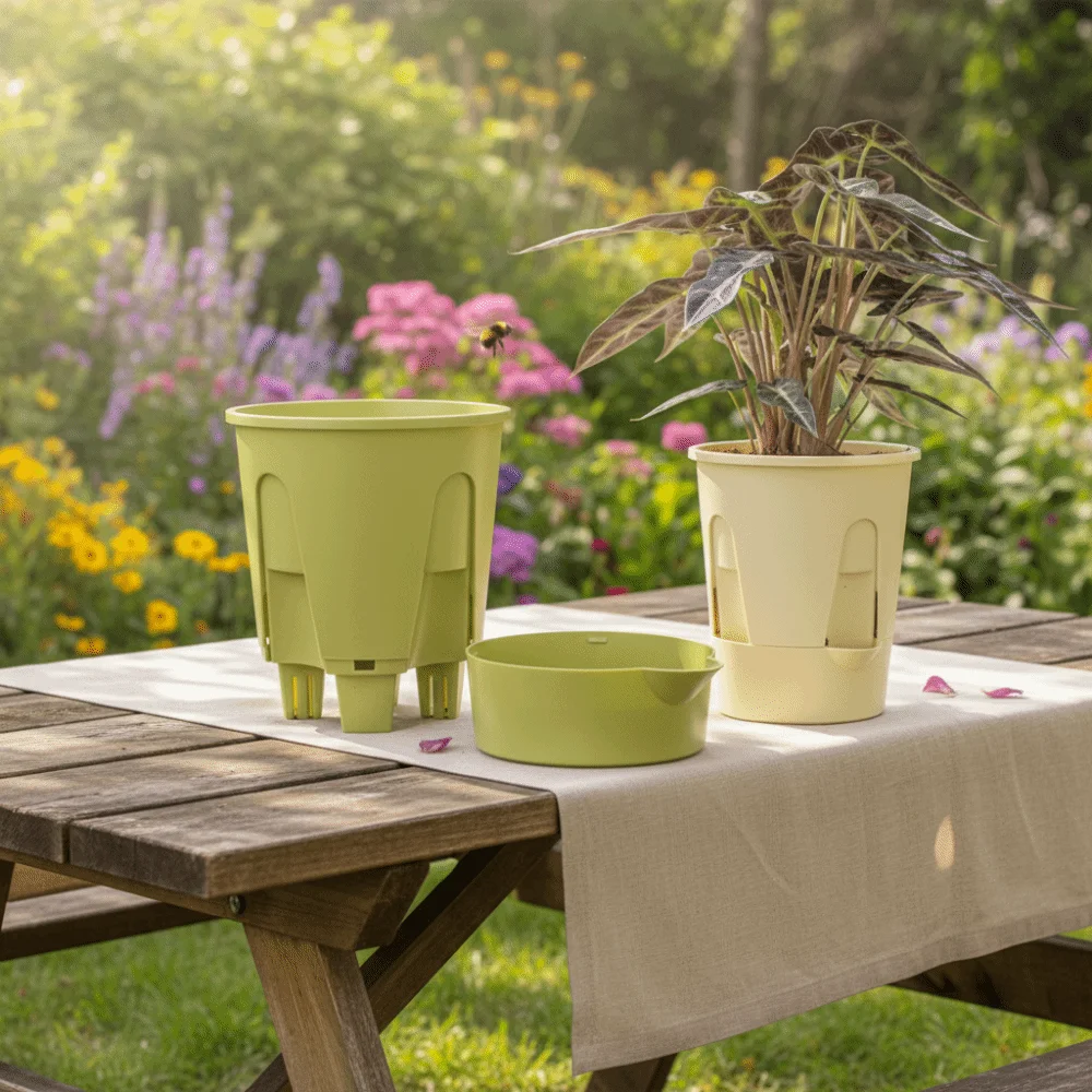 Пластиковый самопоглощающийся цветочный горшок, утолщенный дышащий цветочный горшок для хранения воды, большая емкость, высокие сливные отверстия
Пластиковый самопоглощающийся цветочный горшок, утолщенный дышащий цветочный горшок для хранения воды, большая емкость, высокие сливные отверстия