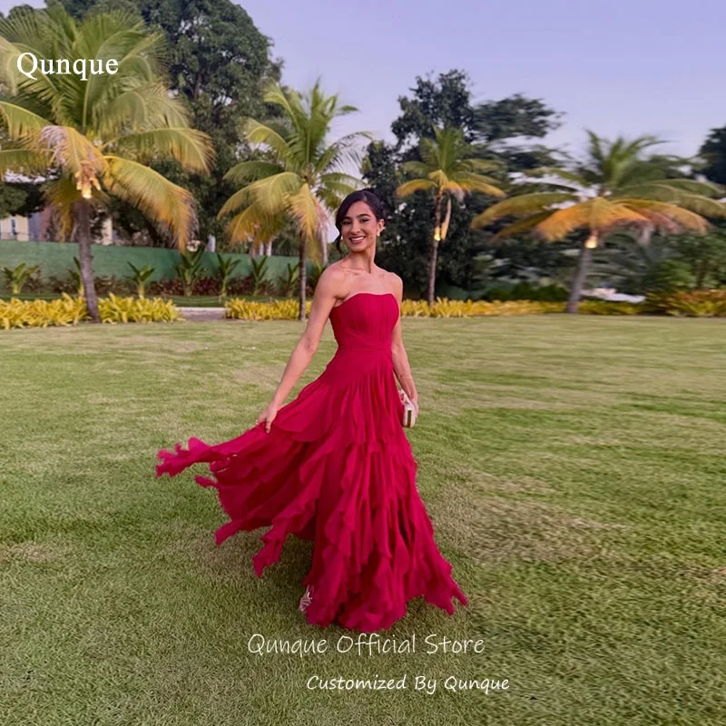 Qunque Chiffon Strapless Evening Dress Tiered Ruffle Maxi Vestidos De Noche A Line Formal Sleeveless Robes De Soirée Customized
Qunque Chiffon Strapless Evening Dress Tiered Ruffle Maxi Vestidos De Noche A Line Formal Sleeveless Robes De Soirée Customized