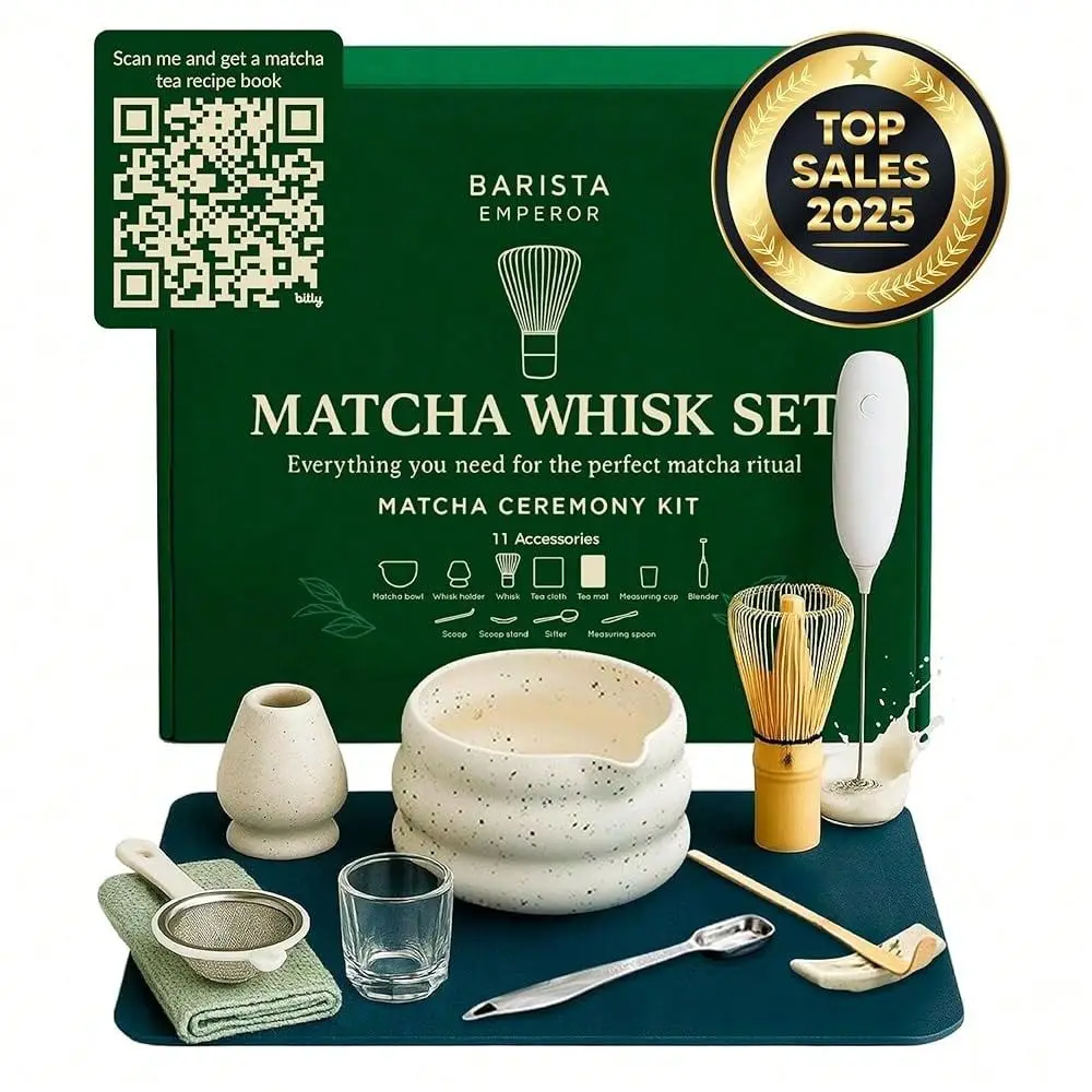 EMPEROR PREMIUM 11pcs MATCHA WHISK SET Professional Matcha Kit Set With Matcha Bowl, Matcha Whisk, Milk Frother, Spoon, Matcha
EMPEROR PREMIUM 11pcs MATCHA WHISK SET Professional Matcha Kit Set With Matcha Bowl, Matcha Whisk, Milk Frother, Spoon, Matcha