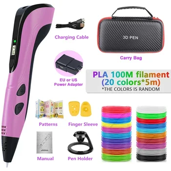 3D printing pen DIY Pens 3D Pen for Children Kids Creative Child's Birthday Gift with PLA Filament Portable Travel Case New